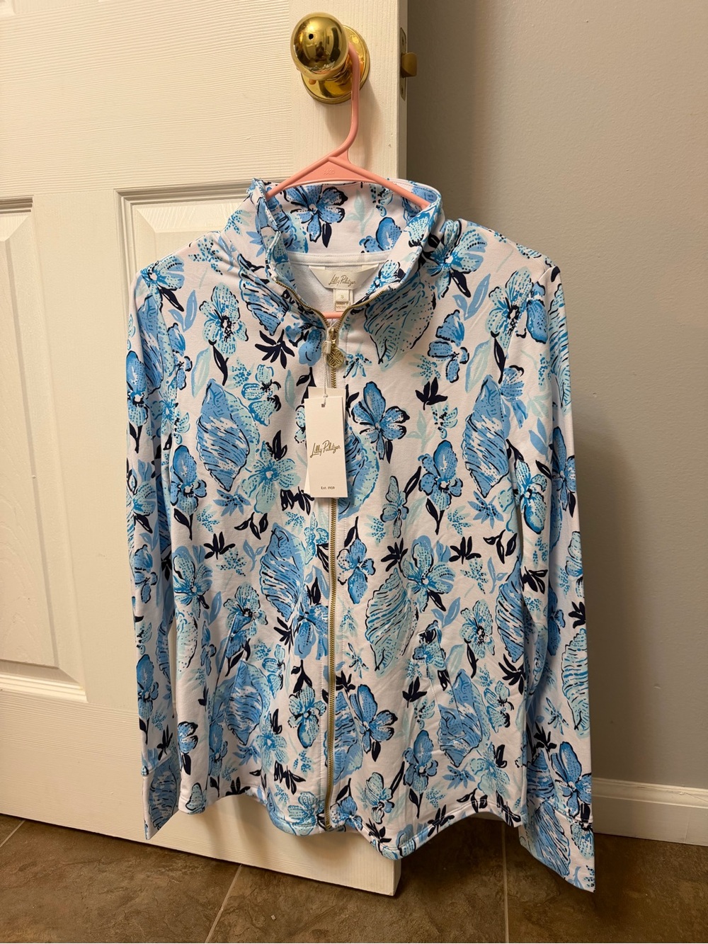 Lilly Pulitzer White Jacket with Blue Floral Print